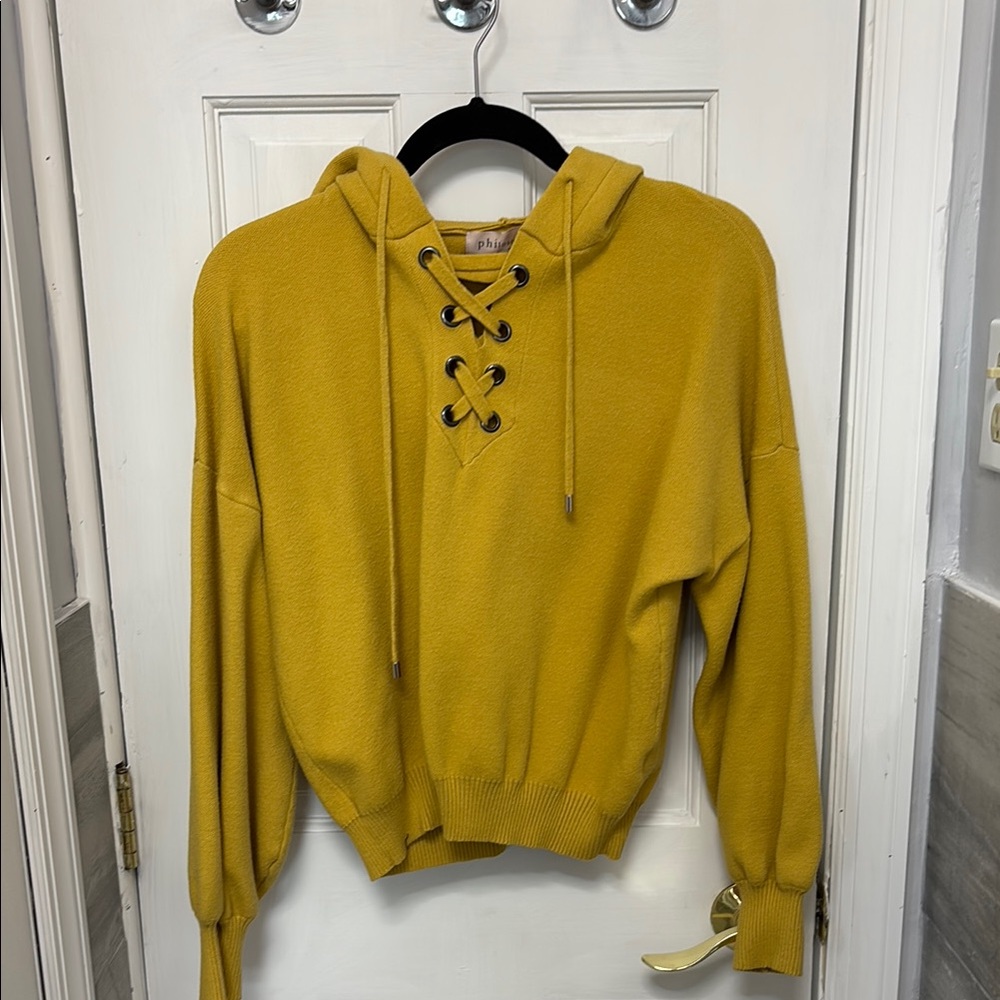Philosophy Mustard Yellow Lace-Up Hoodie